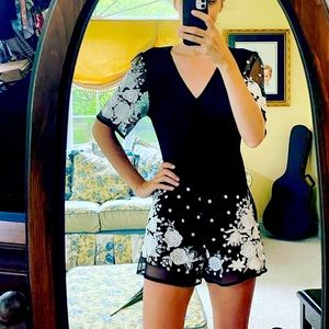 Miami Black and White Floral Jumpsuit